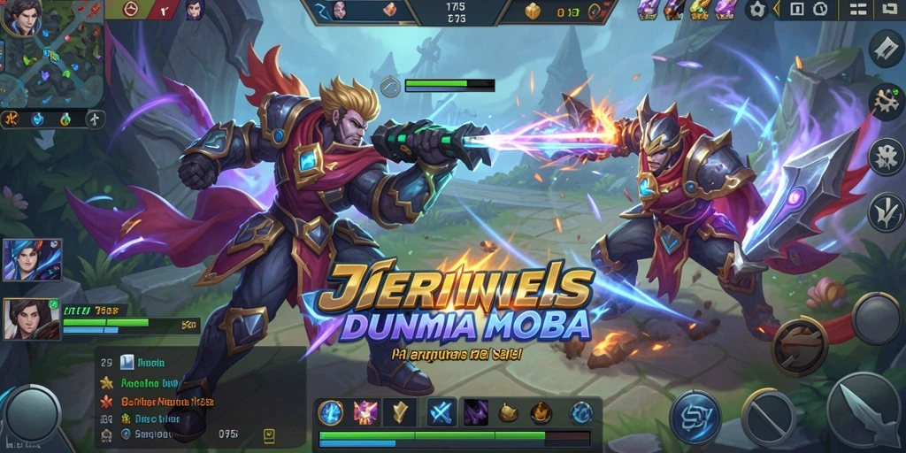 Tampilan gameplay seru dengan karakter MOBA yang beragam.