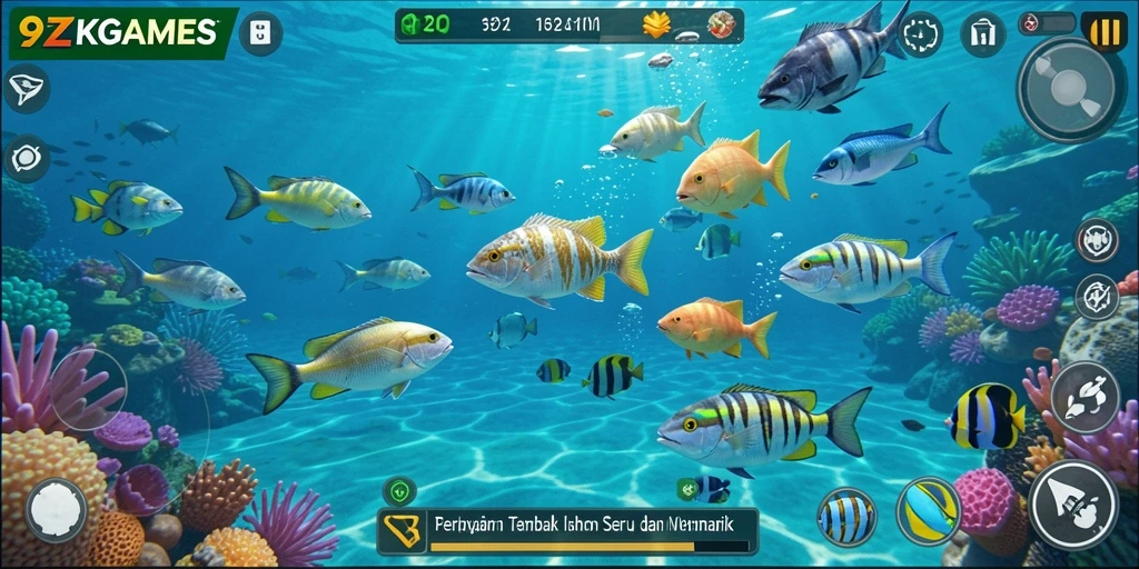 Tangkapan layar gameplay seru dari 9ZKGAMES dengan aksi tembak ikan.