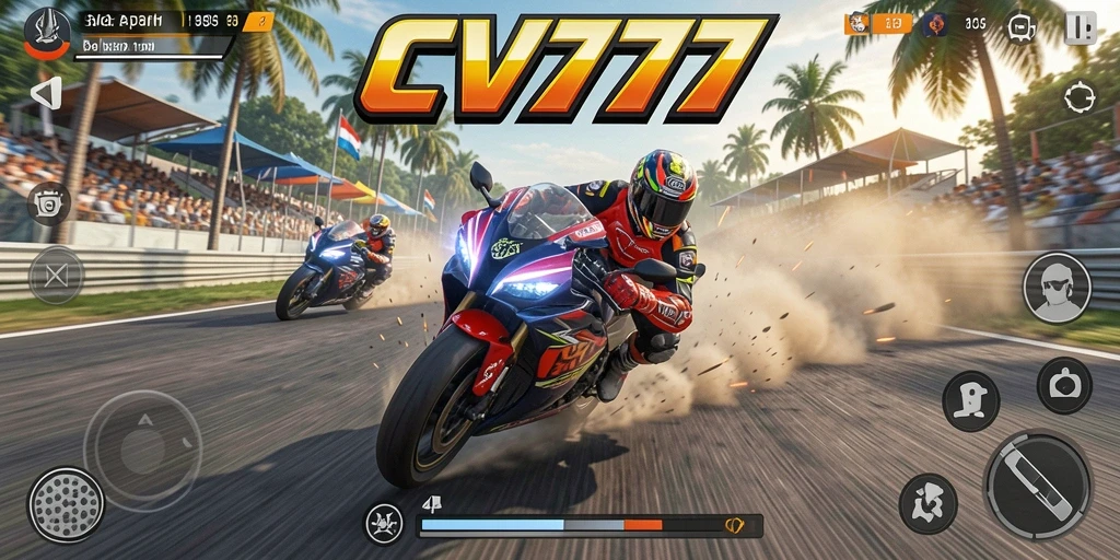 Screenshot menampilkan aksi balapan motor yang mendebarkan dan atmosfer jalanan yang hidup.
