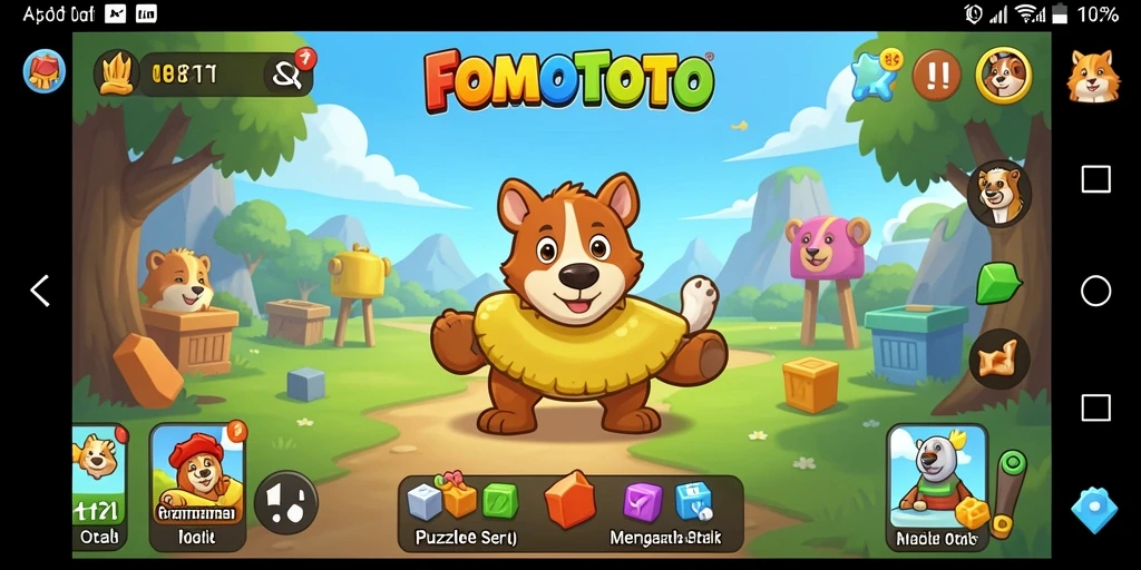 Screenshot FOMOTOTO menampilkan gameplay menantang dan menarik.