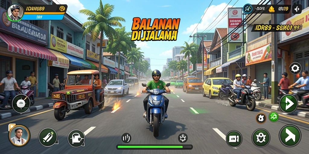 Tampilan gameplay seru dalam balapan di IDR89.