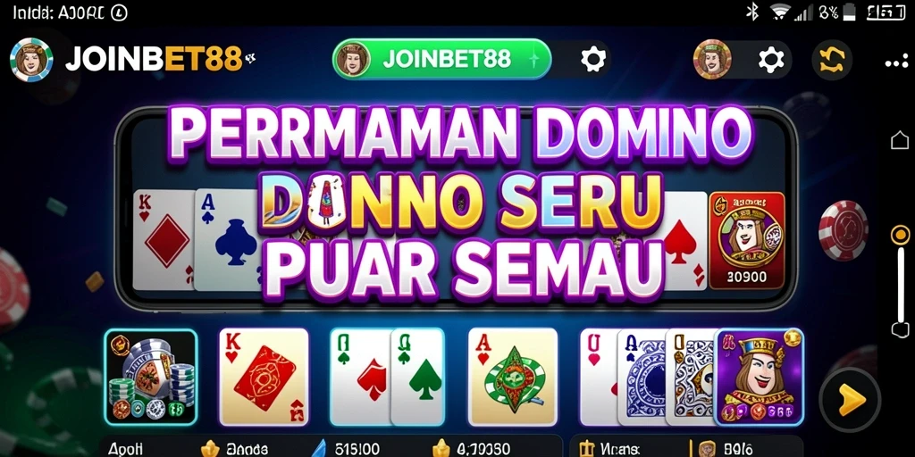Tampilan screenshot utama JOINBET88 menampilkan gameplay Domino yang mengasyikkan.