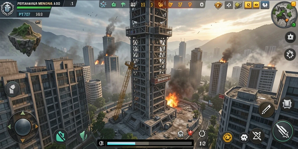 Tangkapan layar menunjukkan aksi seru dalam Tower Defense gameplay.