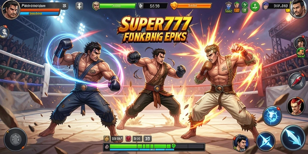 Menampilkan aksi pertarungan seru di arena SUPER777.